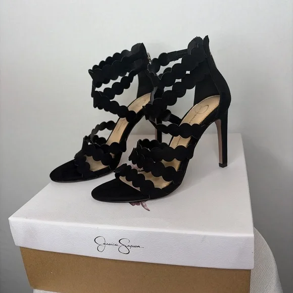Jessica Simpson Centinoa Black Heels Women 5.5 Ankle Strap New Box 4”(B104)” - Picture 2 of 10